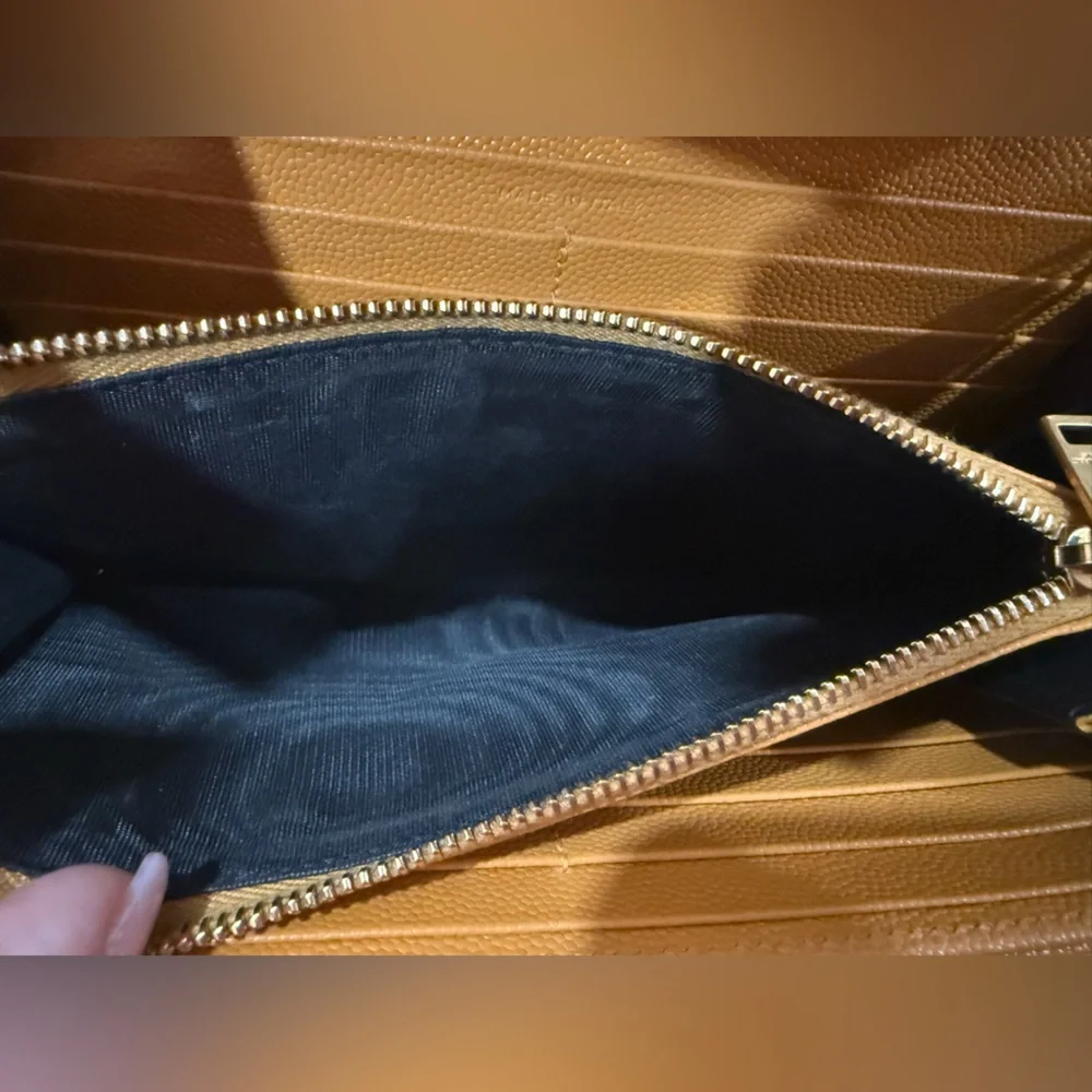 Saint Laurent YSL Cassandre Envelope Leather Wallet on Chain Mustard with COA
